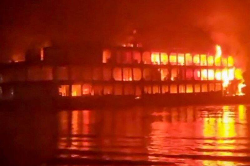 running ferry near Dhaka caught fire 150 injured 39 killed