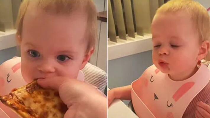 Baby tries pizza for first time video viral Baby tries pizza for first time video viral