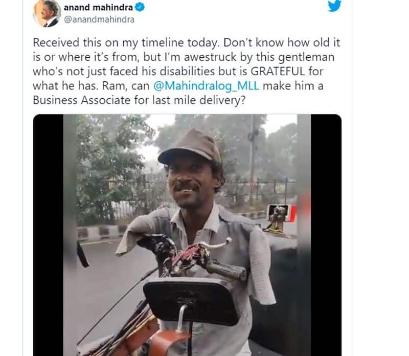 Anand Mahindra offers a job to differently abled Delhi man who drives a rickshaw