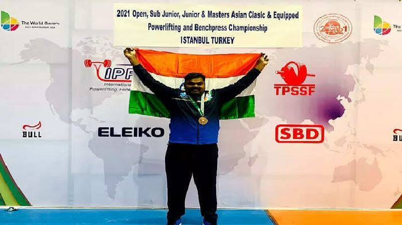sankarankovil mla raja won bronze medal in asia level weight lifting
