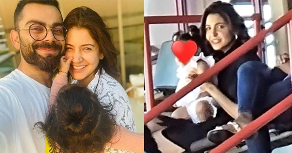 Vamika with mom Anushka Sharma, cheers for daddy Virat Kohli from the ...