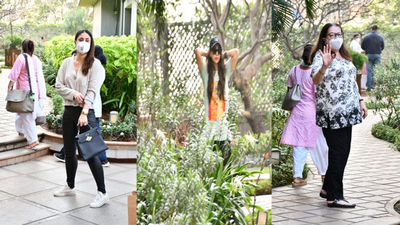 Kareena Kapoor karishma kapoor and mother Babita arrived with Jeh to seek blessings on the new year from Papa Randhir Kapoor NTP