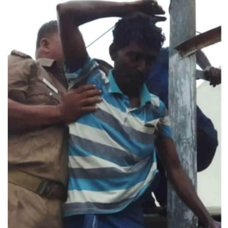 In Karur a citizen got into a fight by climbing a cell phone tower for not getting a signal on his cell phone