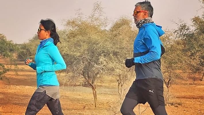 Milind Soman Complete 110 km run with wife Ankita Konwar in Jaisalmer kpg Milind Soman Complete 110 km run with wife Ankita Konwar in Jaisalmer kpg