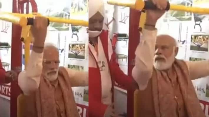 PM Modi hits the gym in Meerut watch video akb PM Modi hits the gym in Meerut watch video akb