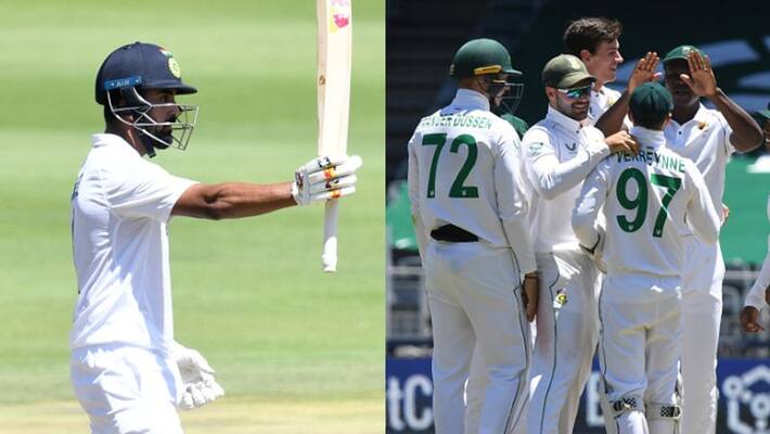 Ind vs SA South Africa finish on 35 for 1 after Team India all out for 202 in Johannesburg Test kvn Ind vs SA South Africa finish on 35 for 1 after Team India all out for 202 in Johannesburg Test kvn
