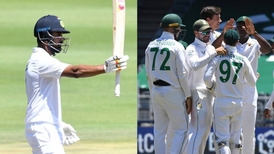 Ind vs SA South Africa finish on 35 for 1 after Team India all out for 202 in Johannesburg Test kvn Ind vs SA South Africa finish on 35 for 1 after Team India all out for 202 in Johannesburg Test kvn