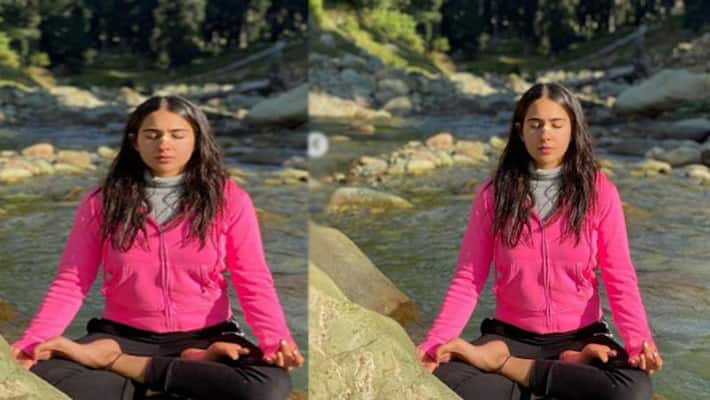 Sara Ali Khan was seen doing yoga by the lake in Kashmir NTP Sara Ali Khan was seen doing yoga by the lake in Kashmir NTP
