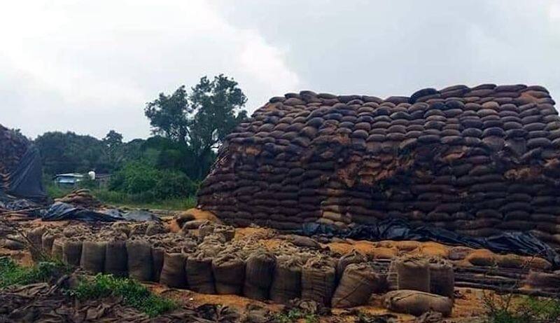 Former Minister RB Udayakumar said that due to heavy rain the rice bundles in the storage warehouse were damaged