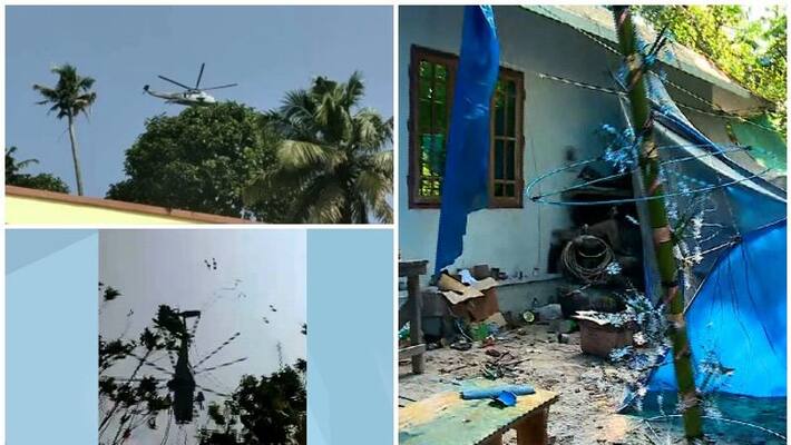 Helicopter Went Down In Kottayam Ettumanoor small tents damaged Helicopter Went Down In Kottayam Ettumanoor small tents damaged