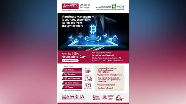 Amrita University begins admissions for post-graduate management programs-dnm Amrita University begins admissions for post-graduate management programs-dnm