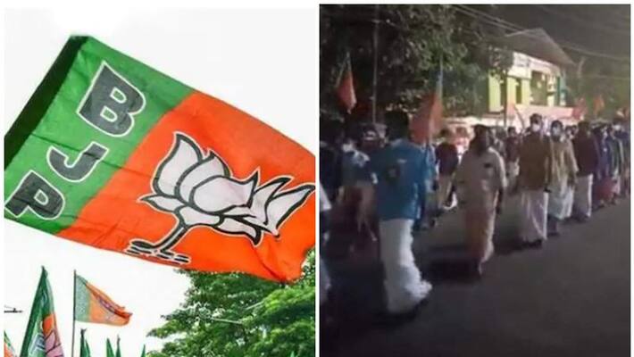 on provocative slogan against chief minister pinarayi vijayan Police case against 500 bjp workers on provocative slogan against chief minister pinarayi vijayan Police case against 500 bjp workers