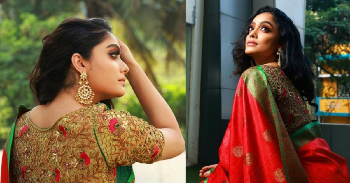 Abhirami Venkatachalam : சிவப்பு நிற சேலையில்.. செக்கச்சிவந்த கோவப்பழம் போல் சொக்கி இழுக்கும் பிக்பாஸ் அபிராமி