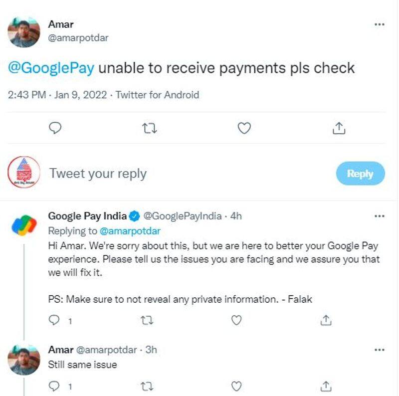 Google Pay users have been complaining about UPI services being down from Sunday Afternoon mnj