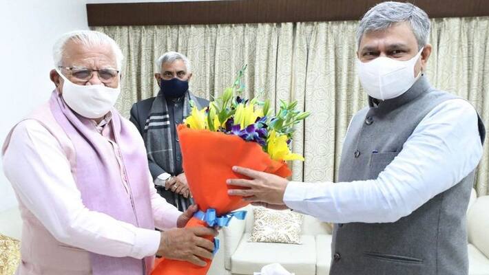Haryana Chandigarh cm manohar lal khattar meets railway minister ashwini vaishnav and Bhupender Yadav in delhi stb Haryana Chandigarh cm manohar lal khattar meets railway minister ashwini vaishnav and Bhupender Yadav in delhi stb