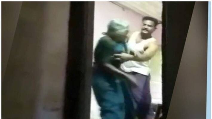 man in police custody after video out beating his old mother in alappuzha man in police custody after video out beating his old mother in alappuzha