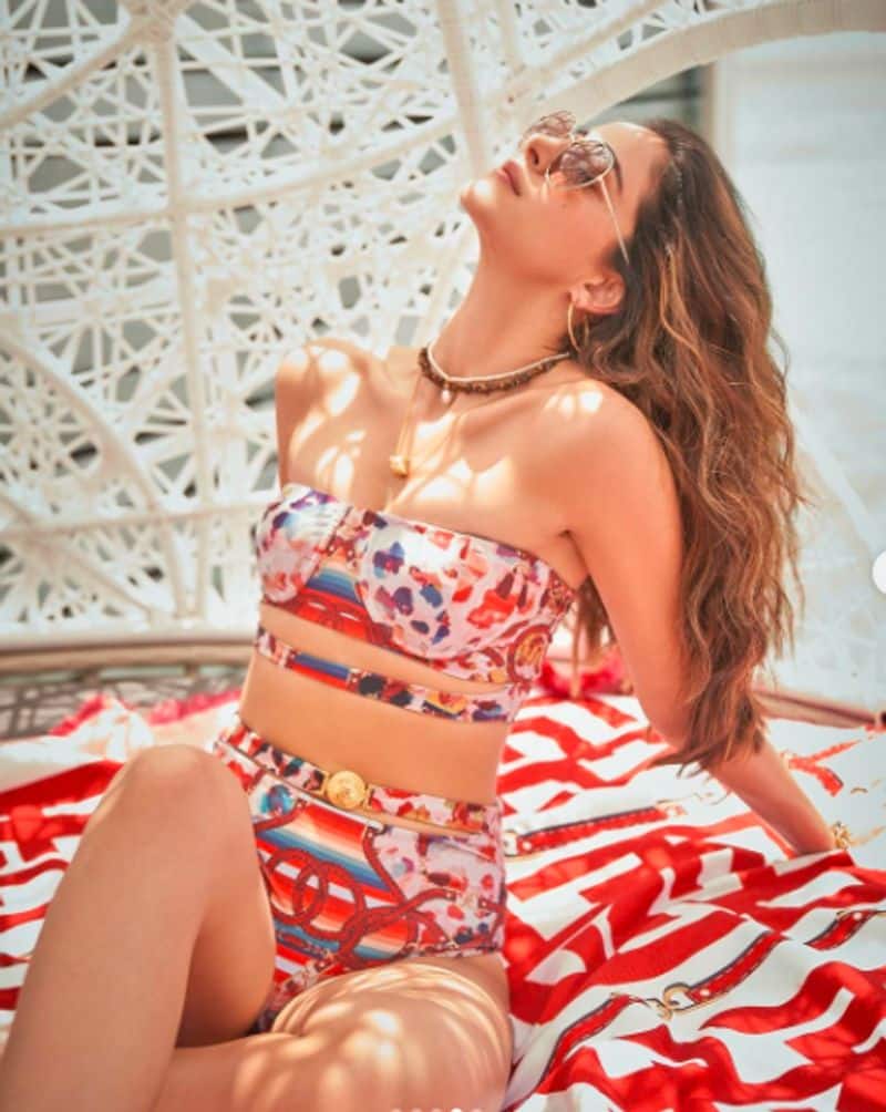 Bollywood actress Ananya Panday in printed bikini style dpl