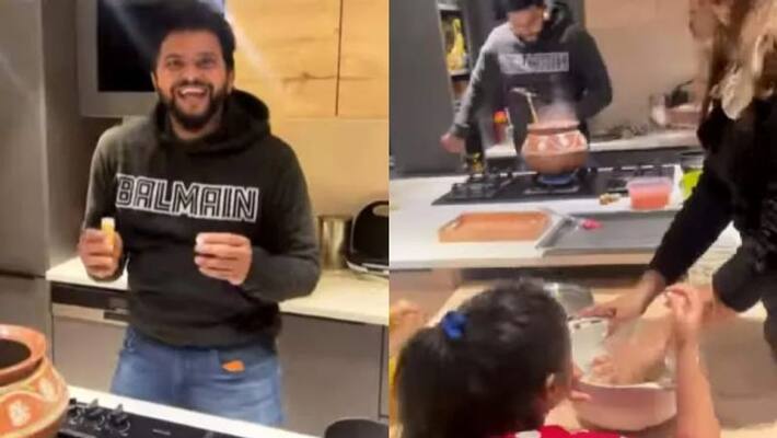 Suresh Raina Cooking Session with kids is viral Suresh Raina Cooking Session with kids is viral
