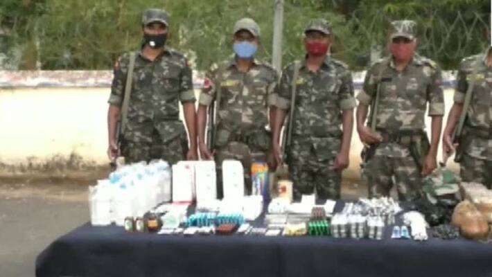 Security forces have seized a huge amount of explosive materials in Malkangiri district, Odisha KPA Security forces have seized a huge amount of explosive materials in Malkangiri district, Odisha KPA