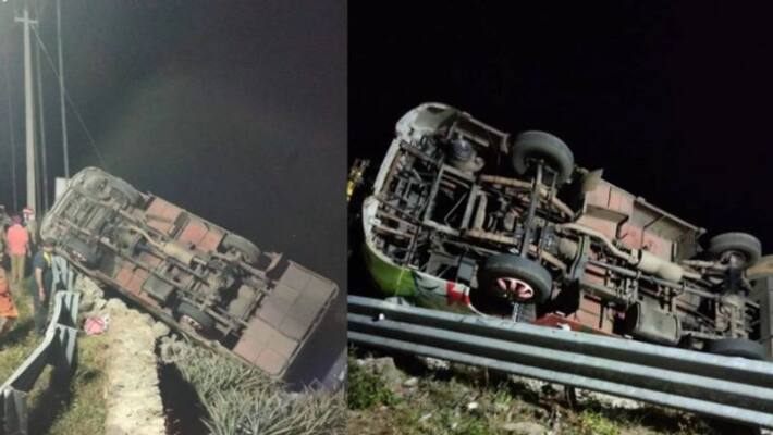 10 Sabarimala pilgrims injured in accident in pathanamthitta 10 Sabarimala pilgrims injured in accident in pathanamthitta