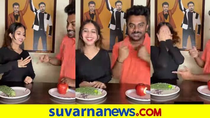 Chandan Shetty Niveditha gowda fun game video see how she had Bitter guard dpl Chandan Shetty Niveditha gowda fun game video see how she had Bitter guard dpl