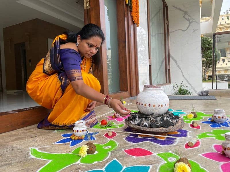 MLC Kavitha participates Sankranti celebrations in Hyderabad