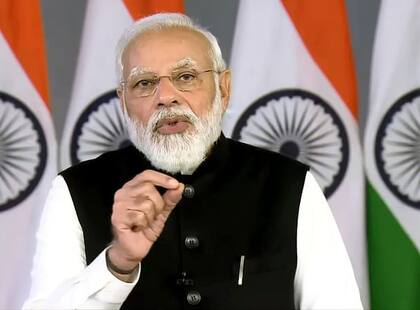 Prime Minister Narendra Modi addressing the World Economic Forum's Davos Agenda via video conferencing,