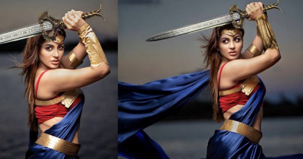 Yashika Latest : வொண்டர் உமன் கெட்-அப்பில்.... கையில் வாளுடன் கவர்ச்சி ததும்ப போஸ் கொடுத்த யாஷிகா