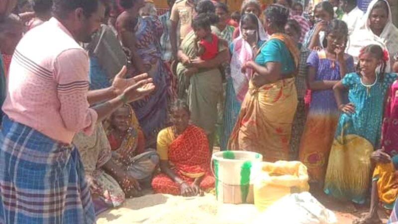 A lorry carrying ration rice was detained by the public in Chittamalli  Mayiladuthurai and people  protest by pouring rice on the road