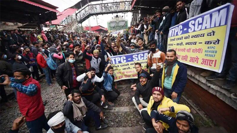 RRB NTPC Exam Row Railway job aspirants protest set train on fire in Bihar Gaya