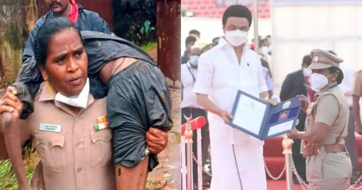 உயிருக்கு போராடியவரை தோளில் தூக்கி..காப்பாற்றிய காவல் ஆய்வாளர் ராஜேஸ்வரிக்கு.. அண்ணா பதக்கம் !!