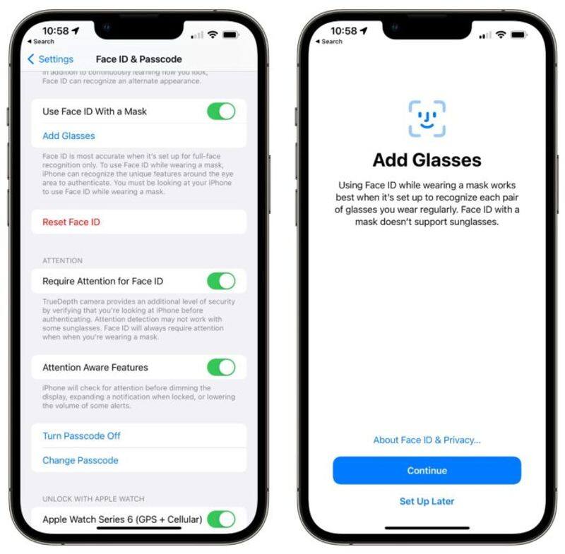 Face ID on iPhone 12 and newer models will now also work with masks