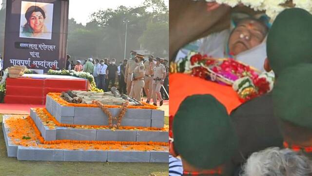 Lata Mangeshkar का पार्थिव शरीर शिवाजी पार्क पहुंचा, भतीजे आदित्य देंगे  मुखाग्नि | Lata Mangeshkar Dead body reaches Shivaji Park, nephew Aditya  will be Perform Antim Sanskar kpg