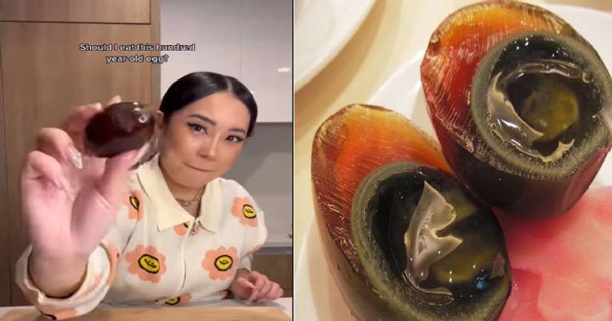 100 வருட பழமையான முட்டை..! ரசித்து ருசித்து சாப்பிட்ட லேடி...வைரல் வீடியோ..!!