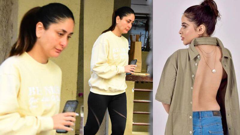 kareena kapoor spotted without makeup out side house, urfi javed seen in backless dress KPJ