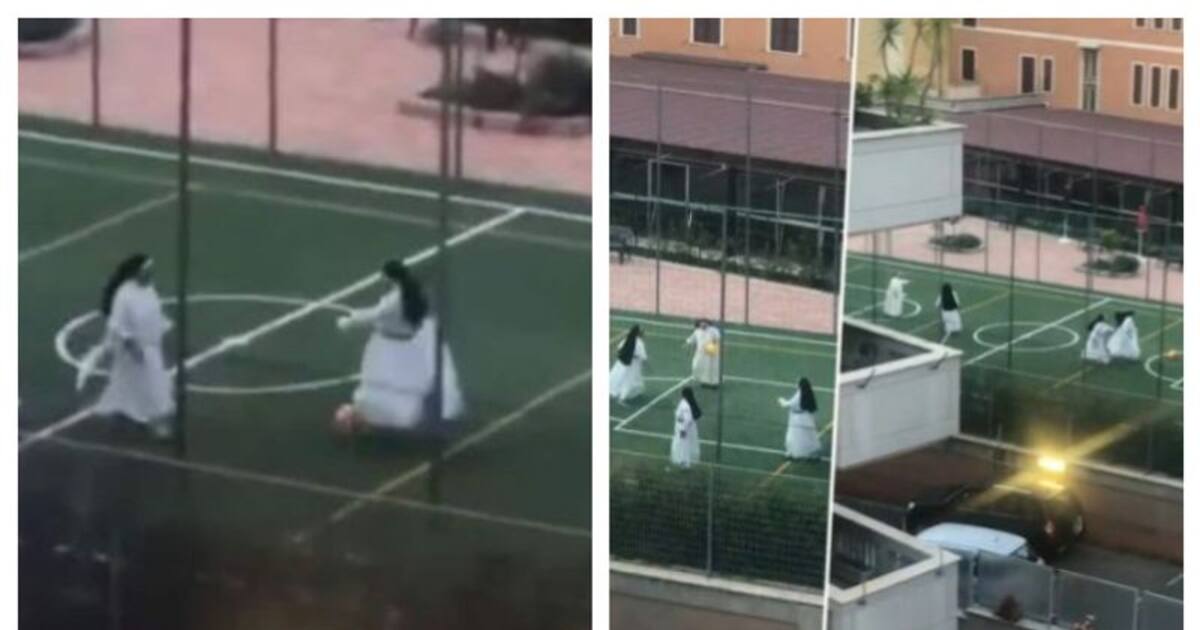 கால்பந்து விளையாட்டில் தூள் கிளப்பிய கன்னியாஸ்திரிகள்! ஒரே உதை எகிறிய பந்து...வைரல் வீடியோ!