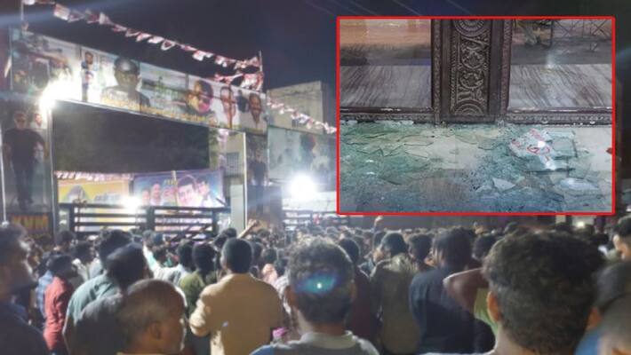 Ajith fans break theatre glass in madurai Ajith fans break theatre glass in madurai