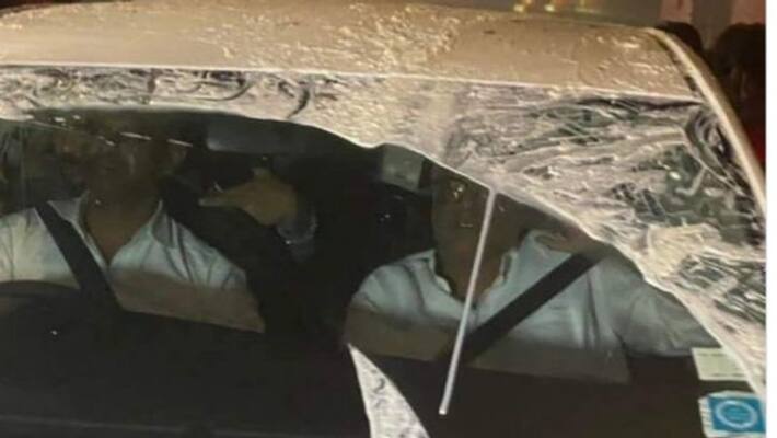 fans threw up the milk packet on the boney kapoor car... fans threw up the milk packet on the boney kapoor car...