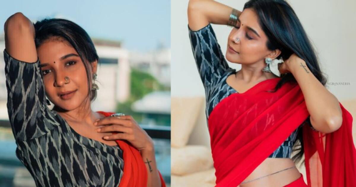 Sakshi Agarwal :சேலையில் பளீச் என இடுப்பை காட்டி... கும்முனு செம்ம ஹாட் போஸ் கொடுத்த சாக்‌ஷி- வைரலாகும் Photos
