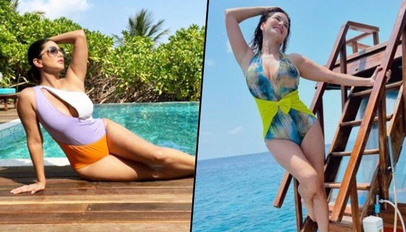 Sunny Leone Video Sex Download Wwe - Sunny Leone in monokinis: Actress enjoying sun and sand in Maldives