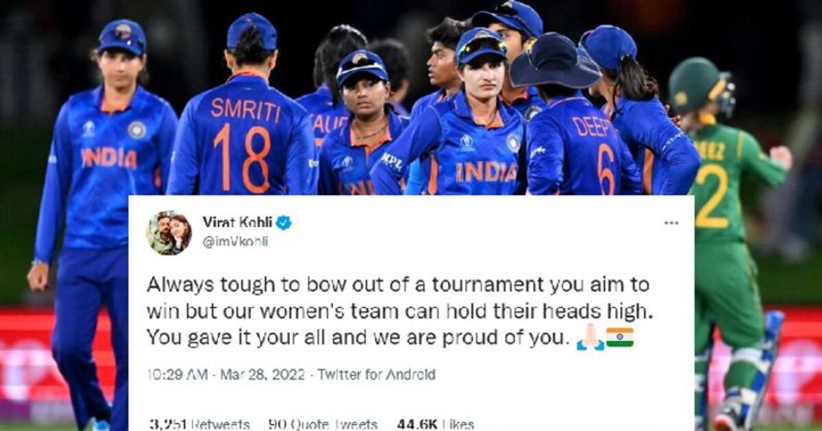 Women's World Cup 2022: We are proud of you, says Virat Kohli after Team India's heartbreaking exit Women's World Cup 2022: We are proud of you, says Virat Kohli after Team India's heartbreaking exit