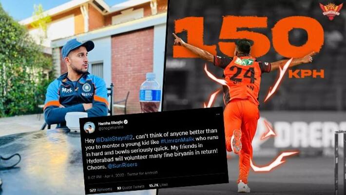 IPL 2022: Impressed by SRH's Umran Malik, Harsha Bhogle makes special request to Dale Steyn snt IPL 2022: Impressed by SRH's Umran Malik, Harsha Bhogle makes special request to Dale Steyn snt