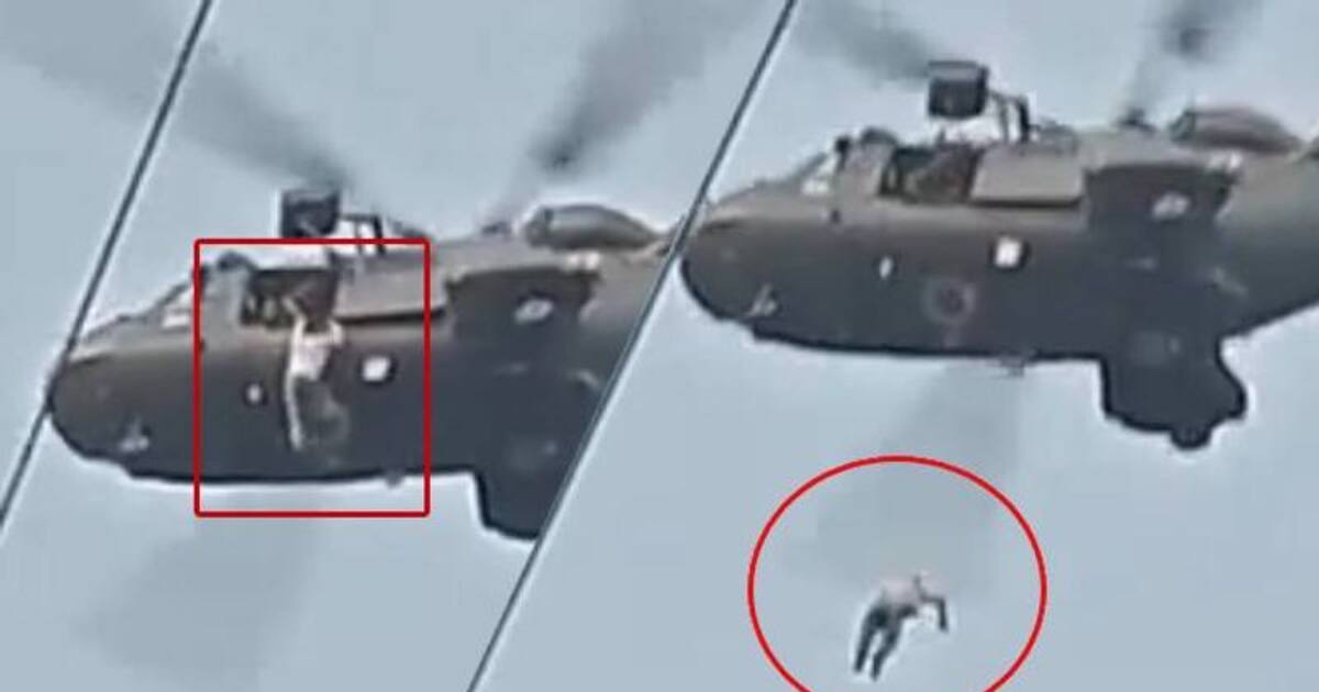 மீட்பு பணிகளின் போது ஹெலிகாப்டரில் இருந்து கீழே விழுந்த நபர் உயிரிழப்பு.. வைரலாகும் பரபர வீடியோ..!