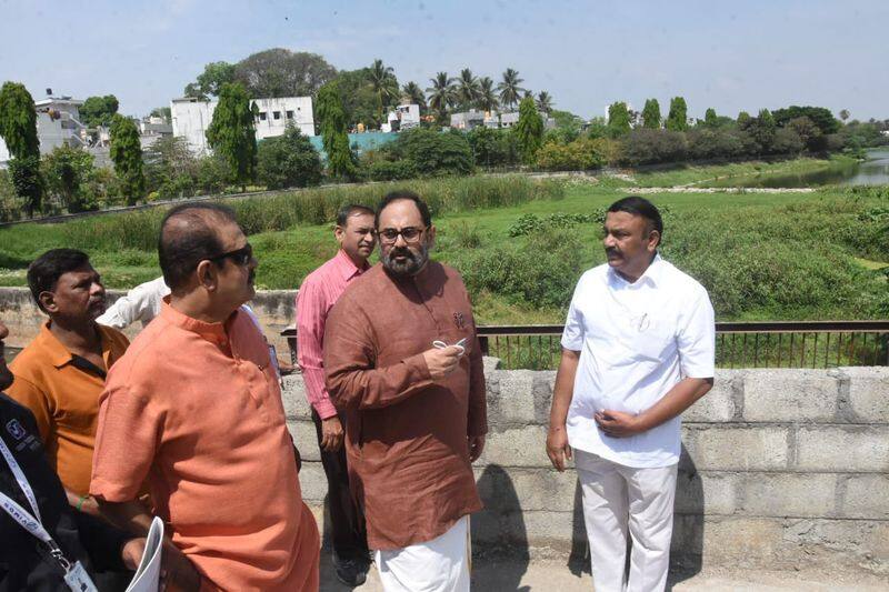 Union Minister Rajeev Chandrasekhar Bengaluru Rounds And lakes Inspection rbj