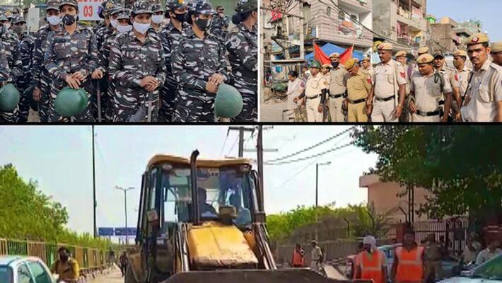 Bulldozers enter Jahangirpuri: Anti-encroachment drive underway gcw Bulldozers enter Jahangirpuri: Anti-encroachment drive underway gcw