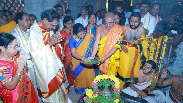 Telangana CM KCR To Visit Yadadri Temple Today Telangana CM KCR To Visit Yadadri Temple Today
