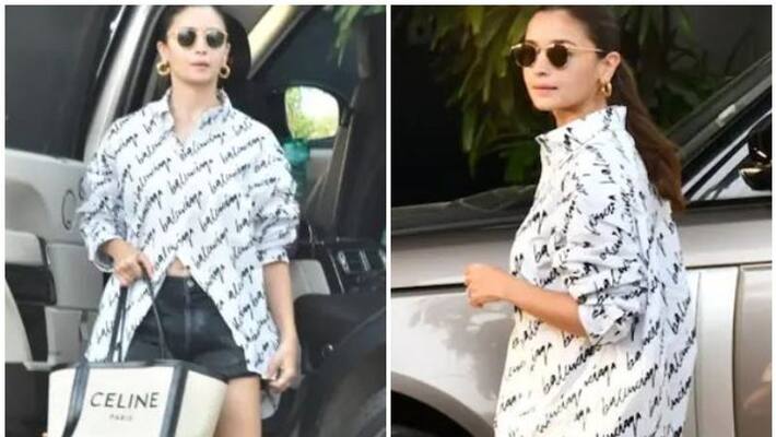 Alia Bhatt in Rs 1.3 lakh oversized shirt and denim shorts keeps it super cool for airport look in Mumbai Alia Bhatt in Rs 1.3 lakh oversized shirt and denim shorts keeps it super cool for airport look in Mumbai