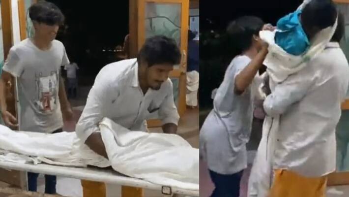 No Money to pay for ambulance Andhra man carries son's body on bike for 90 km No Money to pay for ambulance Andhra man carries son's body on bike for 90 km