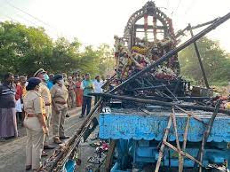 minister sekarbabu explains about tanjore chariot accident