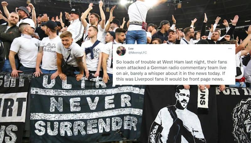 West Ham investigating incident after fans allegedly attack German  commentators live on air